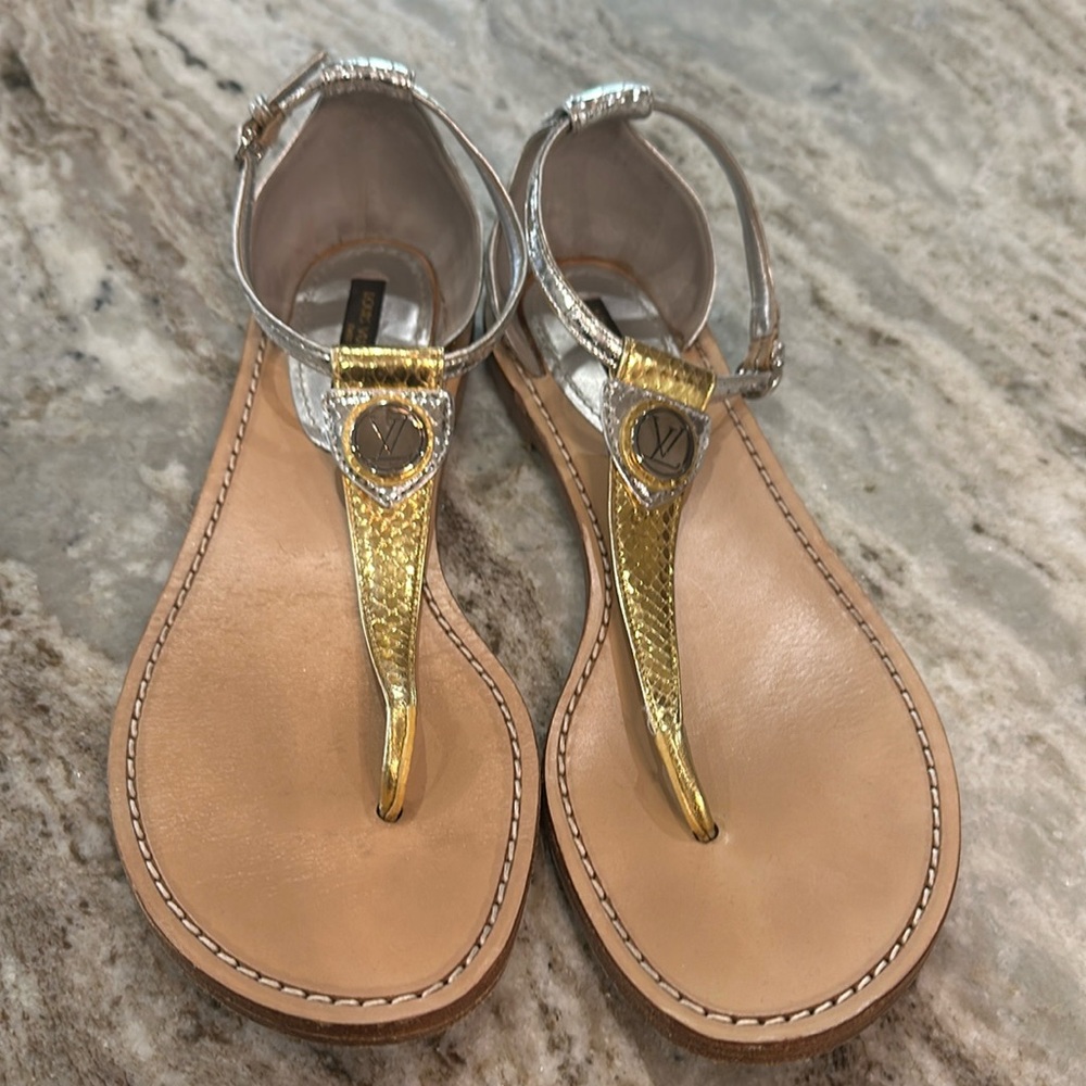 Louis Vuitton Silver and Gold Sandals